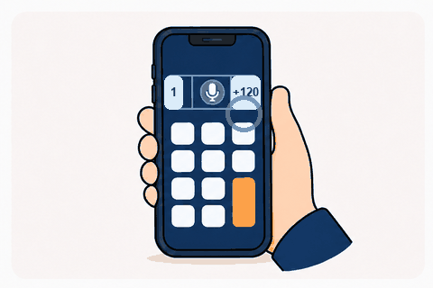 A local audio note is recorded and saved in calculator position 1