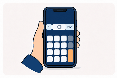 A note is entered directly in calculator position 1 with value plus 120